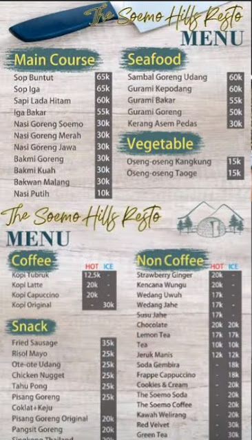 menu the soemo hills pacet
