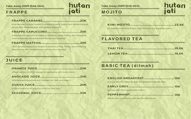 Menu hutan jati cafe purwakarta
